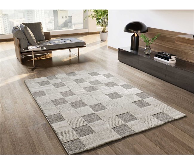 Alfombra con relieve y diseño geométrico VERONA - ATTICGO 160x230 Crema