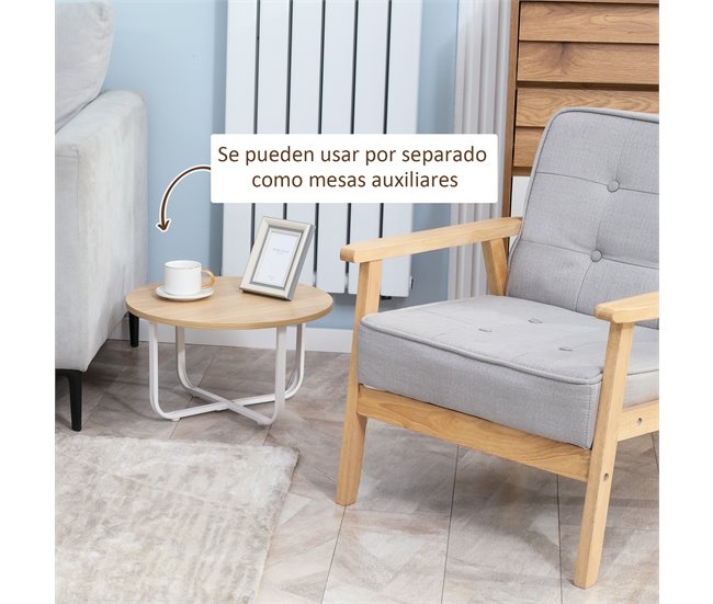 Mesitas de Café MDF, Metal HOMCOM, hogar - muebles de salón 65x65 Multicolor