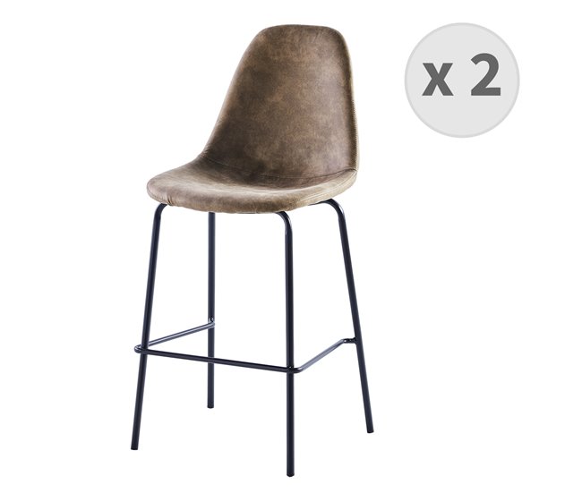-Taburete de bar x2 Marron