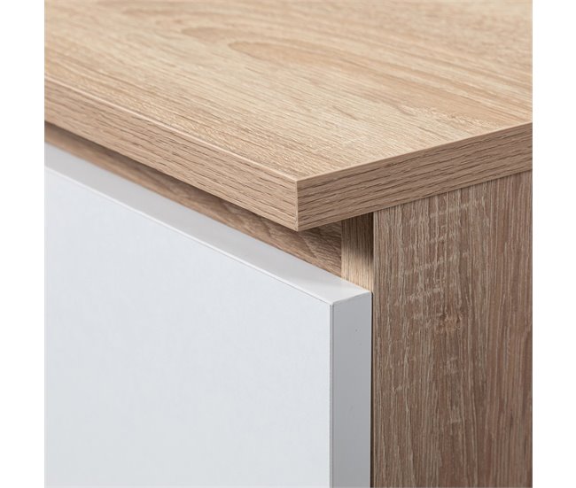 Escritorio A5 AKORD 2 cajones 5 estantes color Roble Sonoma 135x50 Blanco/ Madera