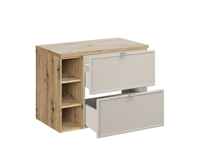 Mueble bajo lavabo 3 compartimientos Alba 80 Beige
