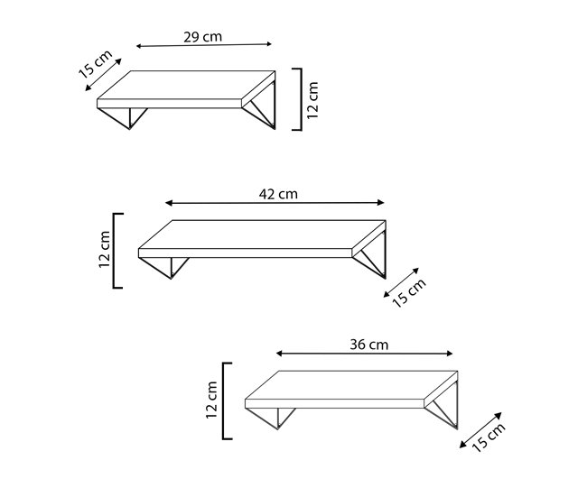 Set de 3 estantes de pared Amaro Madera