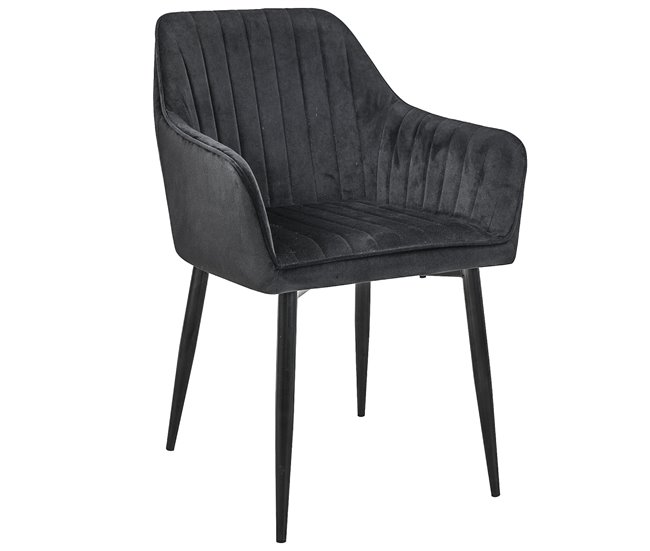 2x Silla tapizada capitoné de terciopelo SJ.040 Negro