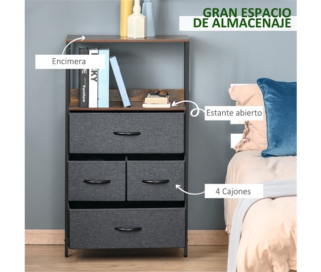 Armario de Salón Tela no Tejida, Metal, MDF HOMCOM 58 Gris