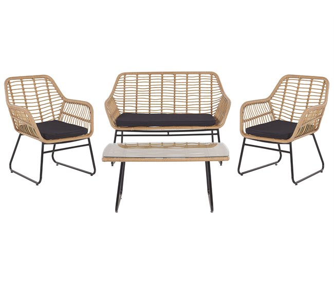 Beliani Conjunto de jardín Ratán sintético MINORI Natural