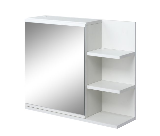Armario de Baño con Espejo Melamina de Madera y Vidrio kleankin 60 Blanco