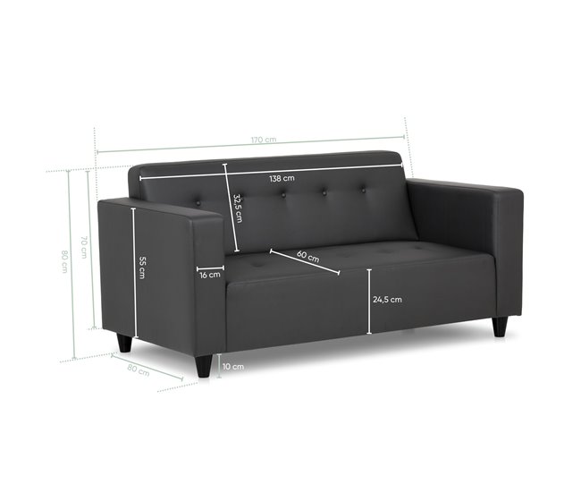 BUDWING Pedro Sofá Negro