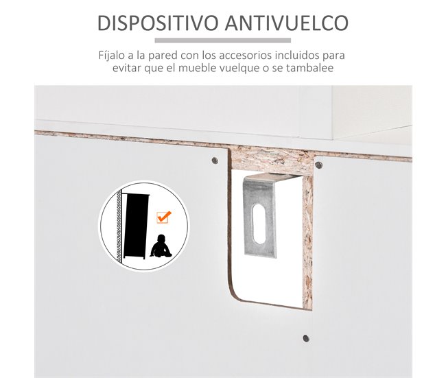 Aparador Auxiliar para Microondas Melamina de Madera HOMCOM 90 Blanco