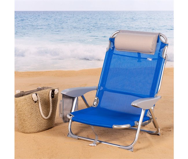 Aktive Pack 2 sillas playa plegables y multiposición asiento bajo Azul