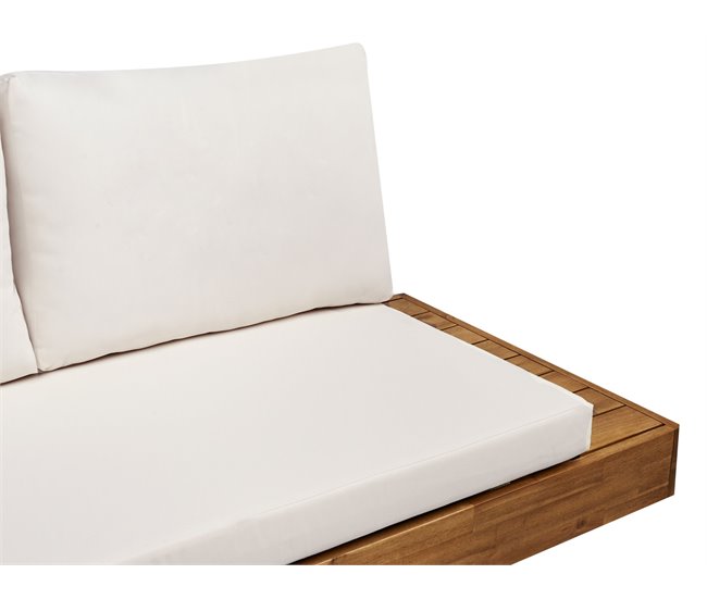 Beliani Sofá de jardín Madera de acacia con certificado FSC® MARETTIMO Blanco/ Madera