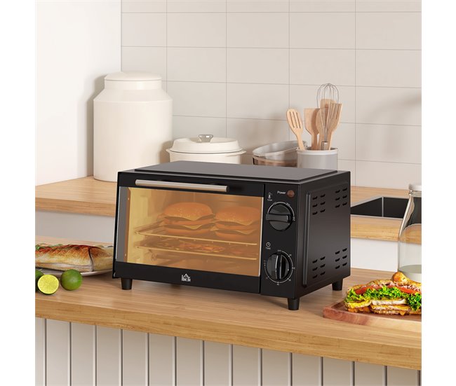 Horno Eléctrico Metal HOMCOM, hogar - cocina Negro