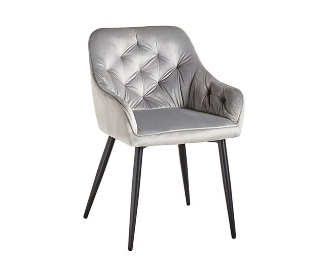 Silla Salle Terciopelo Gris Claro