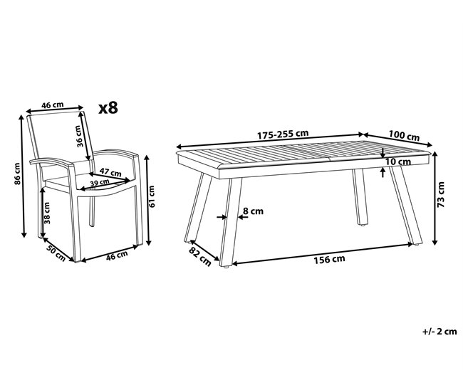 Beliani Conjunto de comedor PERETA Gris Claro