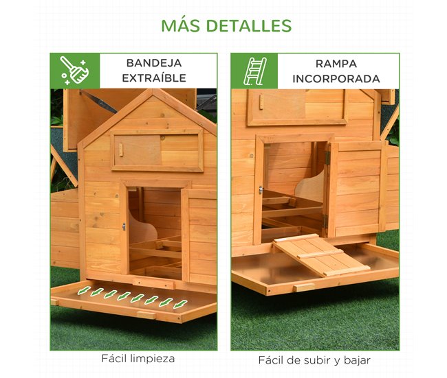 Gallinero de Madera Exterior Madera de abeto PawHut Marron