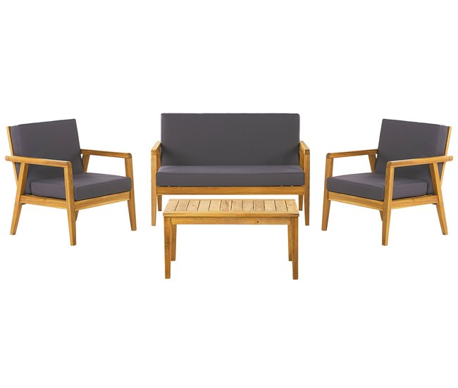 Beliani Conjunto longue Madera de acacia PALLANO Gris Oscuro