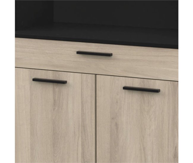 Armario Buffet Napoli con Puertas Abatibles para Cocina Negro/ Madera