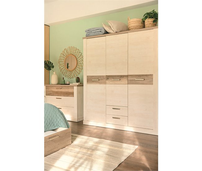 Armario VERONA puertas batientes y 2 cajones 170x199cm roble Roble