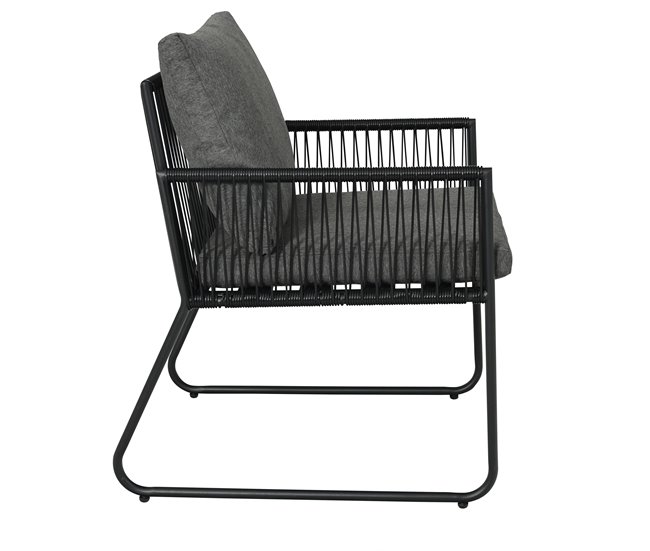 Set jardín con sofa 2 plazas 2 sillones y mesa de centro KELLY Gris Oscuro