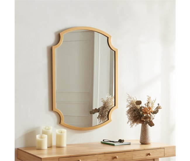 Espejo de pared Aura diseño atractivo MDF Dorado
