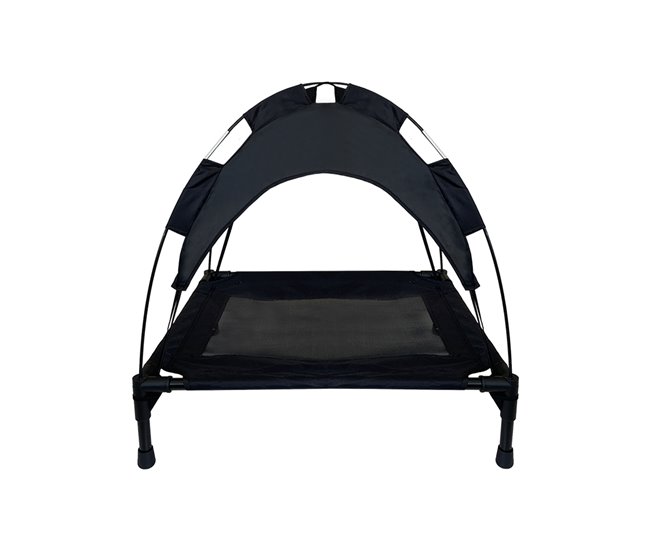 Acomoda Textil – Cama para Perros Elevada con Toldo Impermeable. Negro