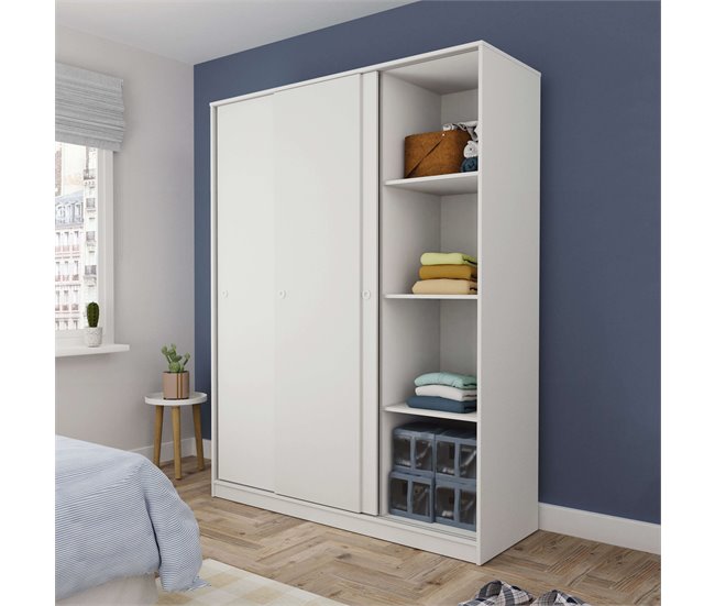 Armario Grande Tibet 3 Puertas Correderas 150 Blanco