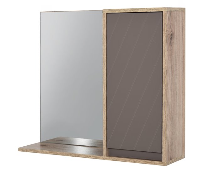 Armario de Baño con Espejo MDF, Melamina de Madera HOMCOM 57 Marron