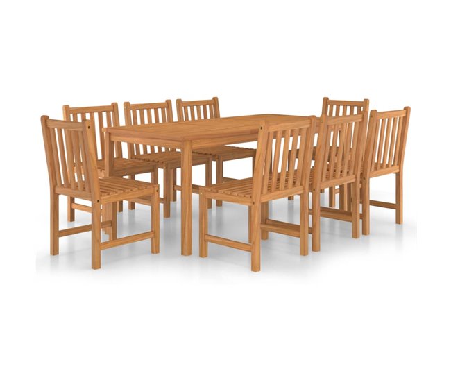 Conjunto de comedor de jardín 9 piezas madera maciza de teca Marron