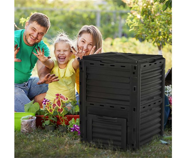 Compostador de Jardín PP Outsunny Negro