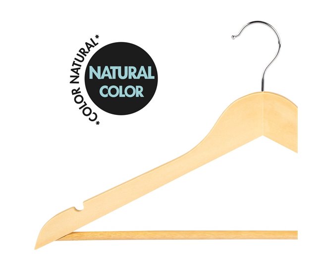 Max Home Pack 10 perchas de madera Marron Claro
