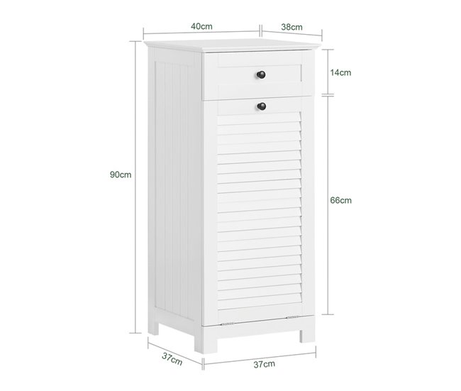 Mueble para Ropa Sucia con 1 Cesto y 1 Cajón BZR73-W SoBuy Blanco