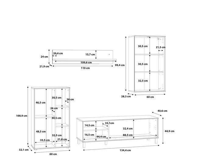 Mueble compacto de TV PORTOPINO 236 cm , roble Madera