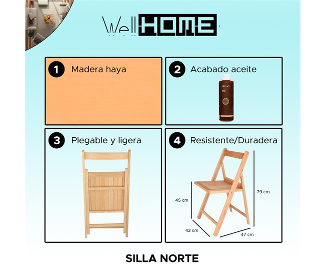 Silla multiusos plegable Natural