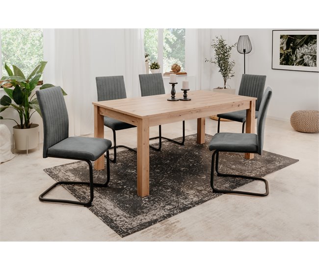 Pack de 4 sillas de comedor tapizadas en tela ELKE Antracita