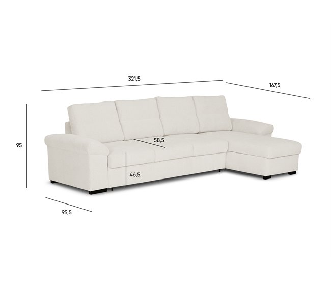 Chaise longue reversible con cama ERIC Beige