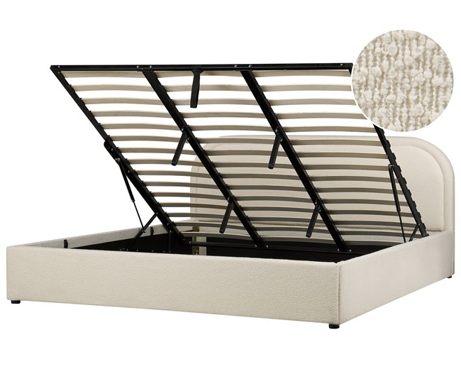 Beliani Cama con almacenaje Bouclé QUILLIEN 192x217 Beige