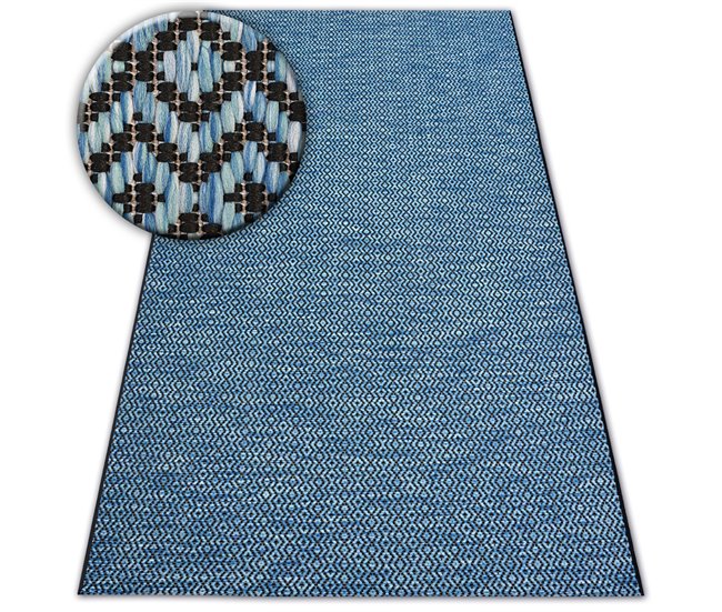 Alfombra de cuerda sisal LOFT 21144 Diamantes Zigzag 200x290 Azul