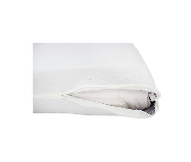 Acomoda Textil - Colchón Cuna Desenfundable e Impermeable. Blanco/ Gris