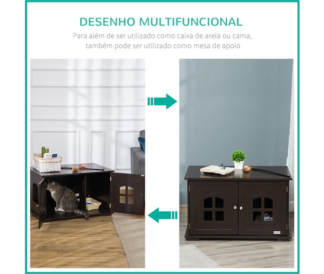 Casa para Gatos MDF PawHut, mascotas - accesorios para gatos Marron