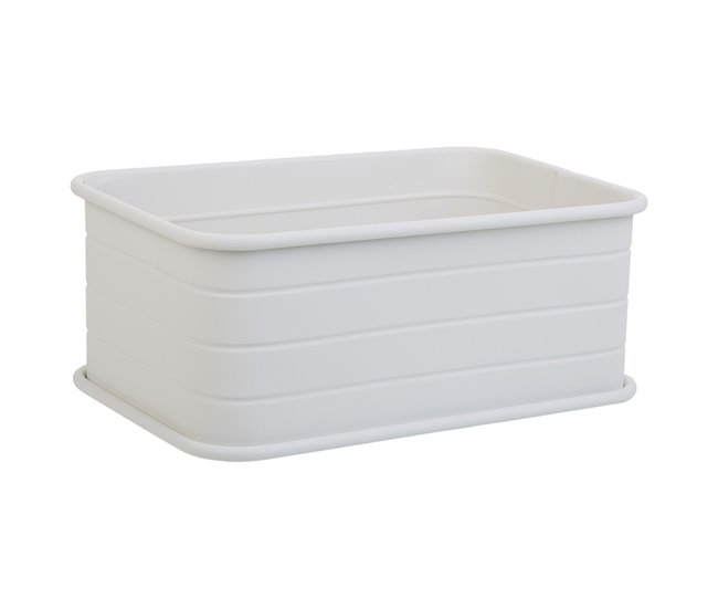 Cesto rectangular de metal impreso Blanco