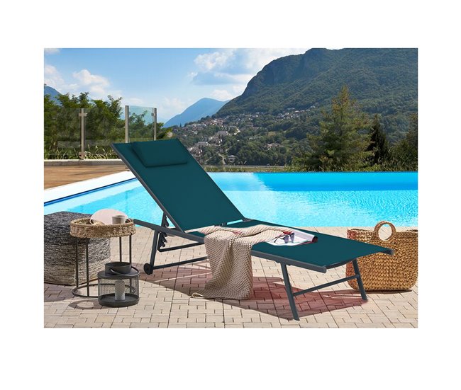 Acomoda Textil – Tumbona de Jardín Plegable y Reclinable. (1 Ud) Azul