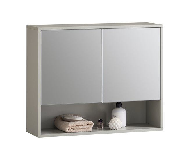 Armario de Pared con Espejo con 2 Puertas BZR134-NG SoBuy Gris