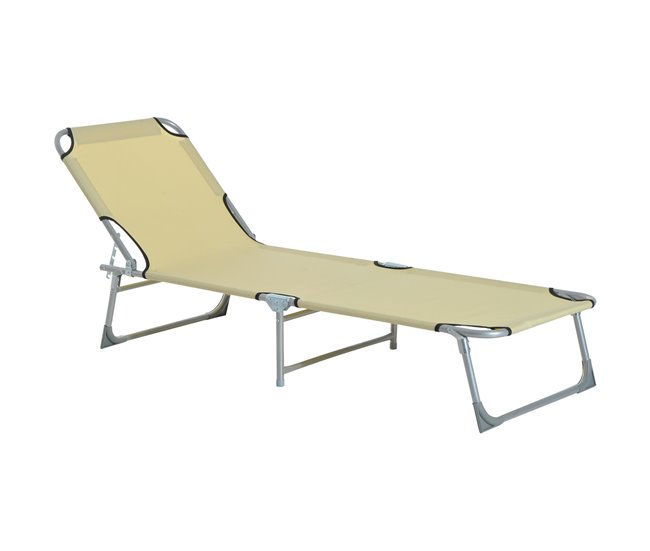 Tumbona Plegable Tela Oxford, Metal Outsunny Crudo