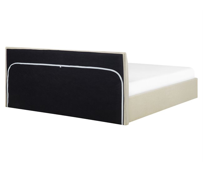 Beliani Cama con almacenaje Poliéster ORBEY 177x212 Beige