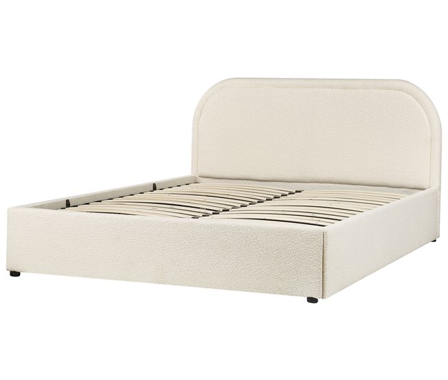 Beliani Cama con almacenaje Bouclé QUILLIEN 152x217 Beige