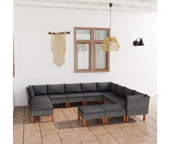 Set de muebles de jardín cojines Gris