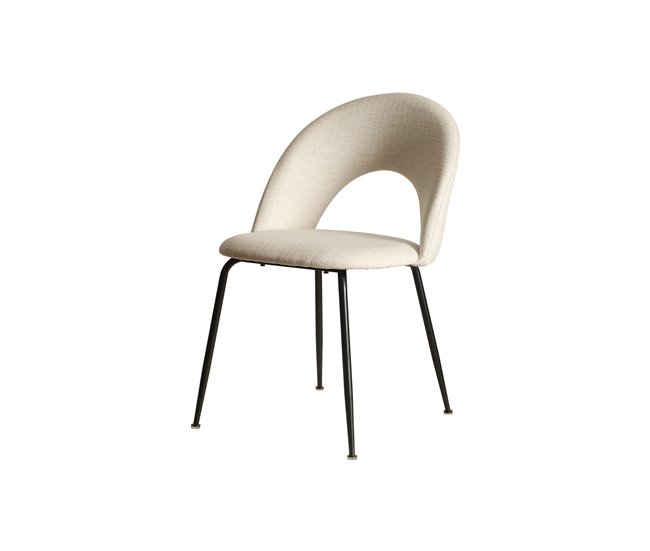 Silla de comedor tapizada en tela RITA Blanco