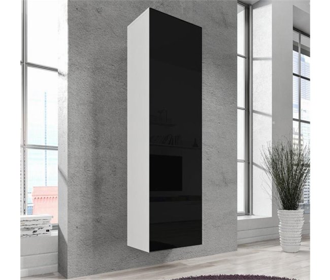 Armario colgante Salón comedor 1 puerta Nora V4 Blanco/ Negro