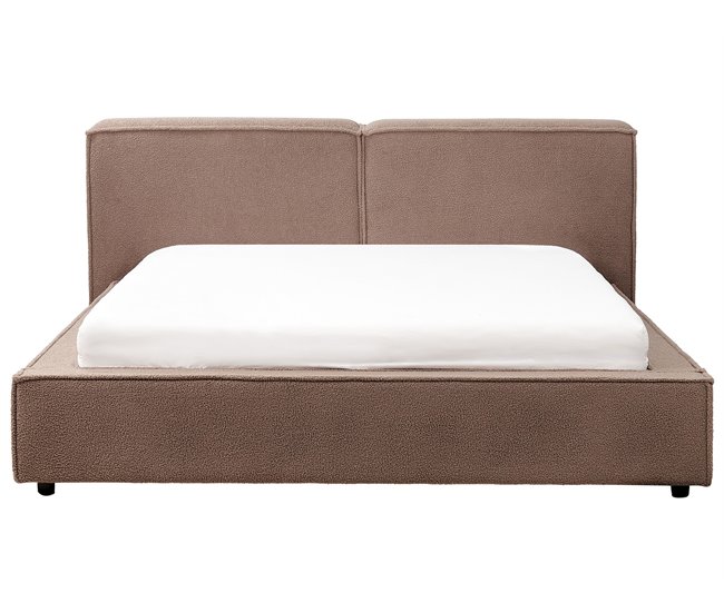 Beliani Cama con somier Bouclé LINARDS 210x242 Blanco