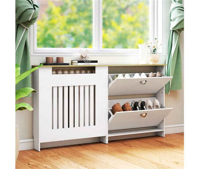 Cubre Radiadores Melamina de Madera, MDF HOMCOM Blanco