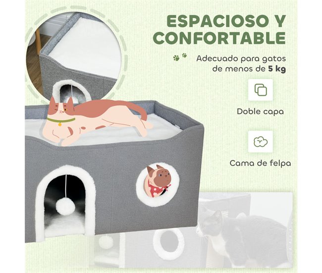 Casa para Gatos MDF, Sisal PawHut Gris